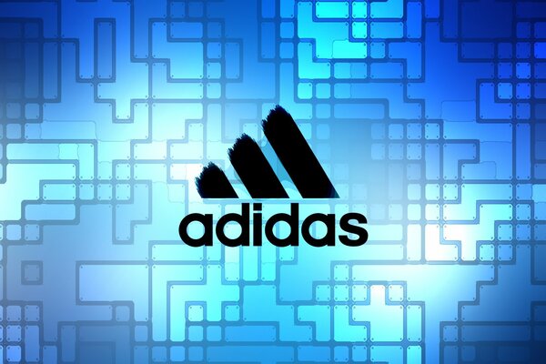 Adidas, Firmenlogo auf blauem Hintergrund