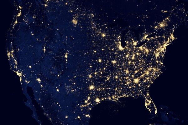 Night North America lights of the earth