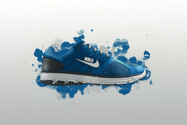 Sneaker con emblema in macchia blu