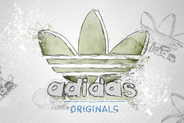 Gezeichnetes Adidas-Logo auf grauem Hintergrund