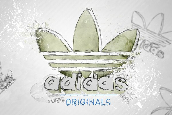 Logo Adidas dipinto su sfondo grigio