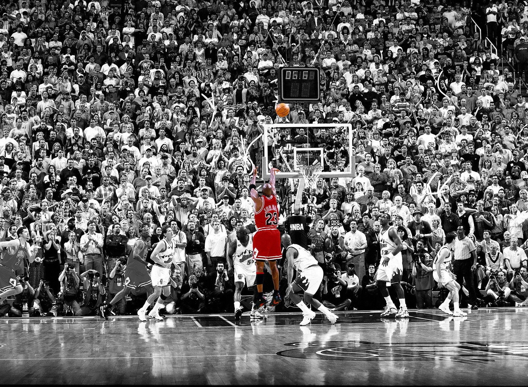 michael jordan basketball nba air jordan jordan mj finals chicago vs. utah 1998 5.2 sec shot for the win winning shot