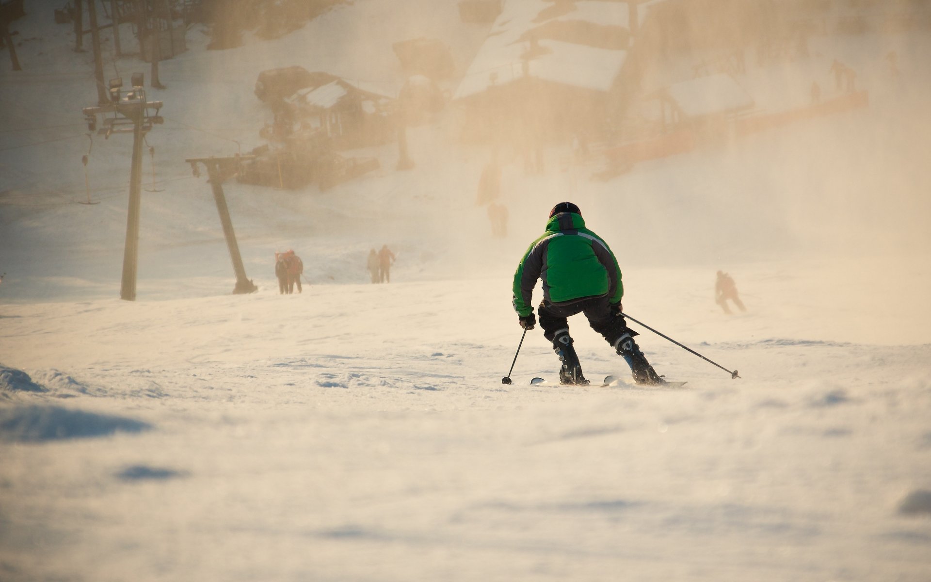 skifahrer schnee licht