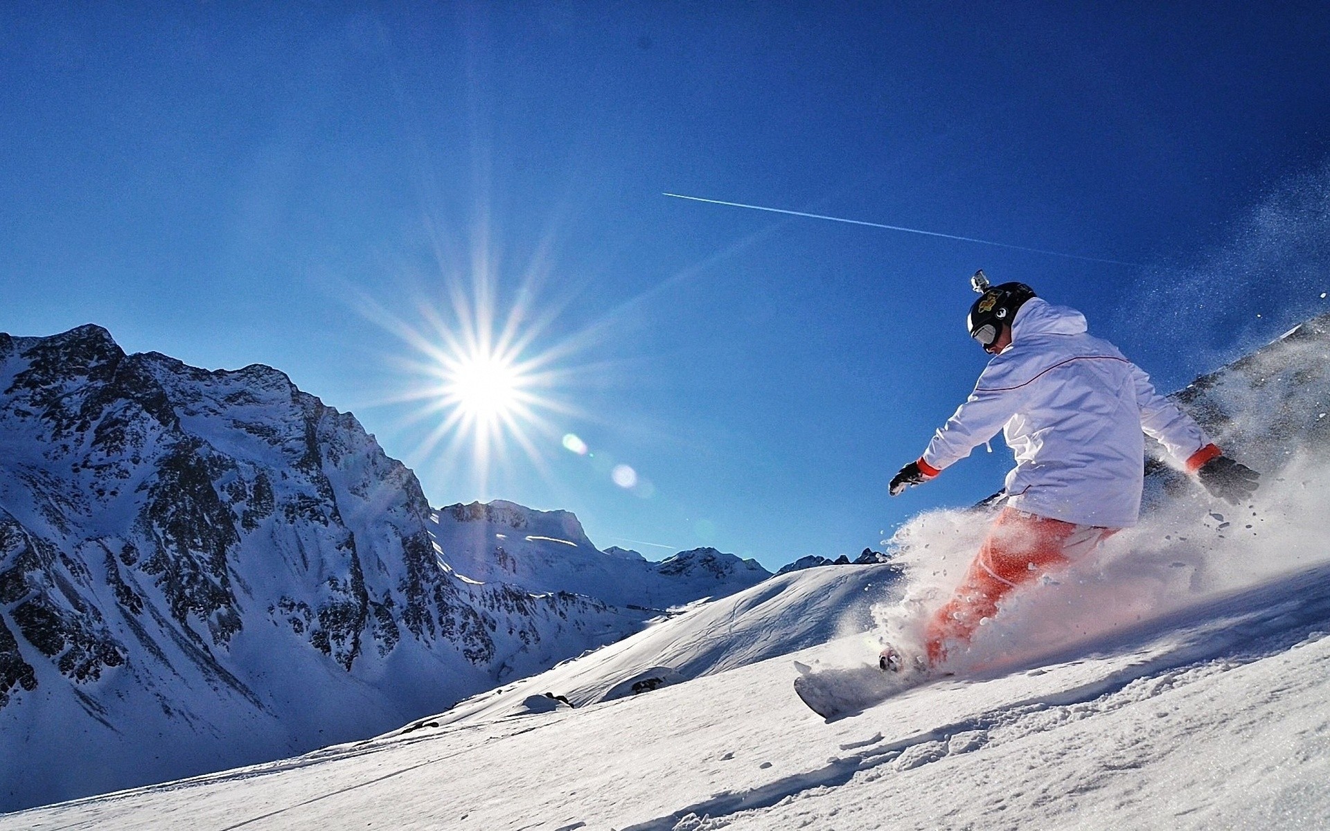 adrenalina słońce śnieg snowboard kantówka góry