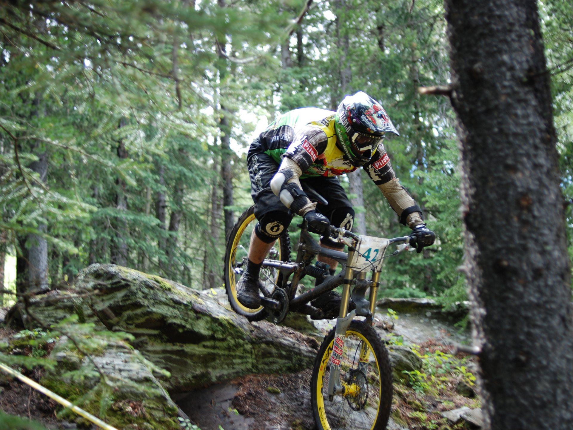 vélo montagne descente extrême forêt