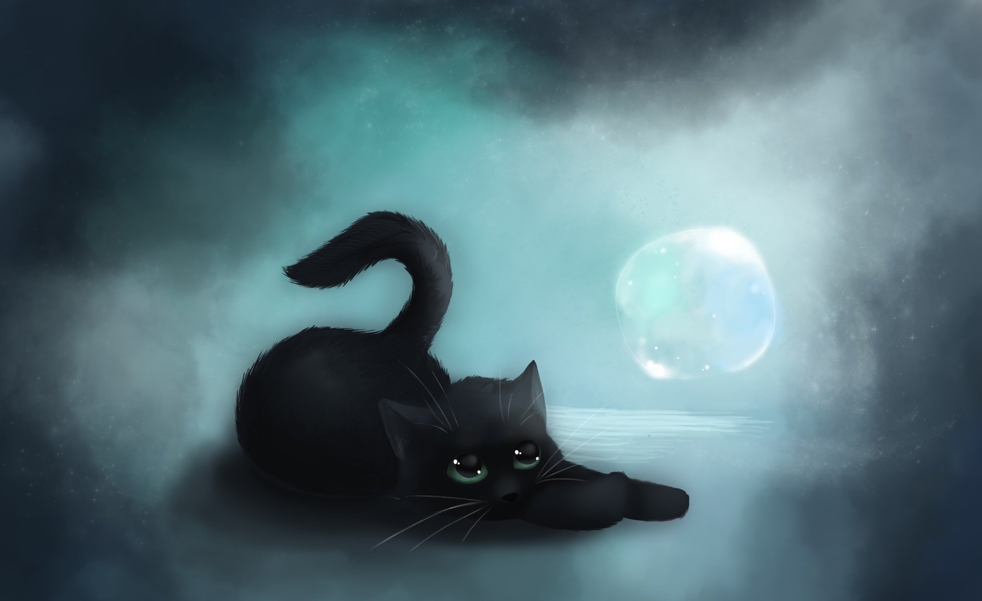 vanillakeyblade lying bubble cat black art