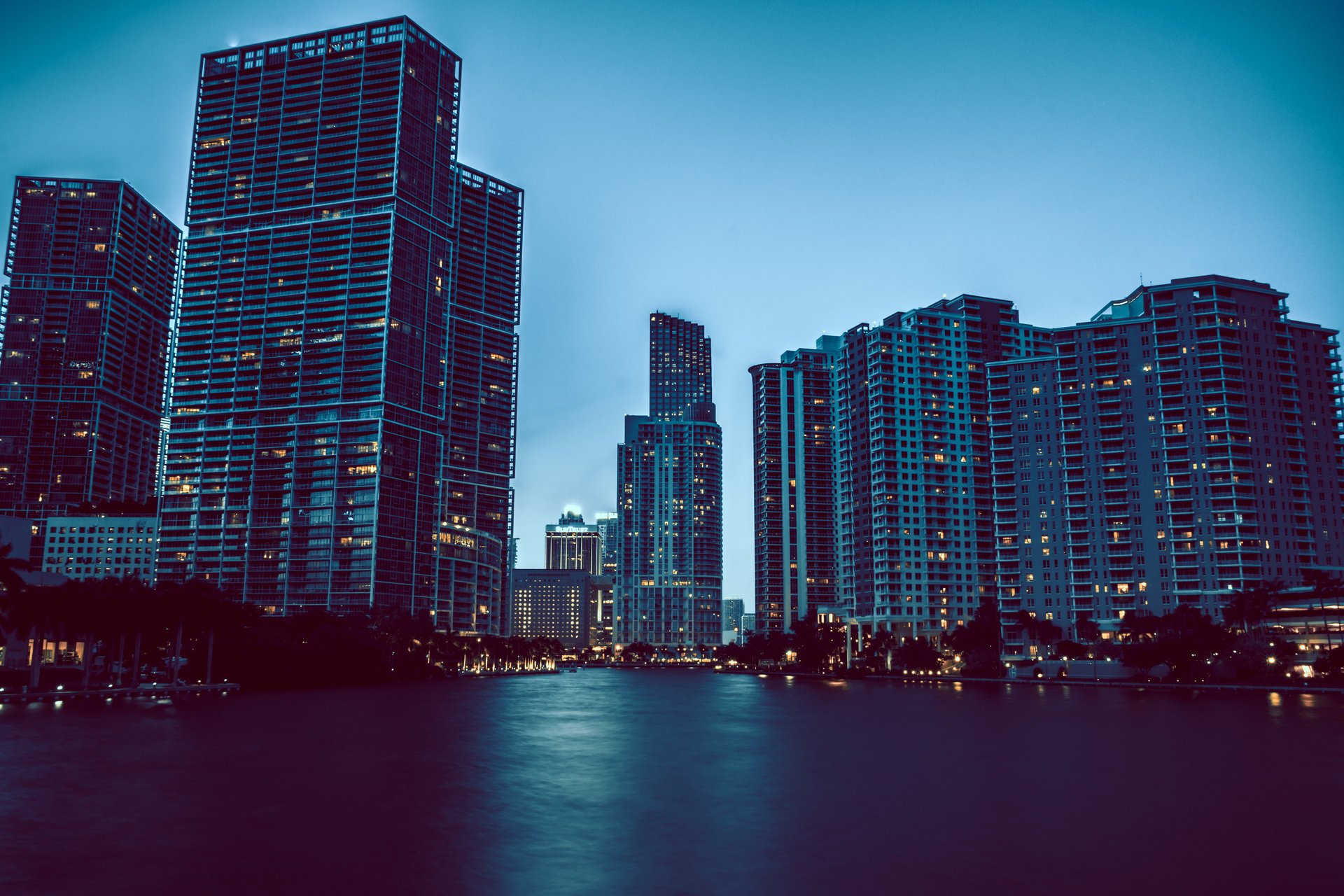 miami майами дома вода огни флорида florida вечер