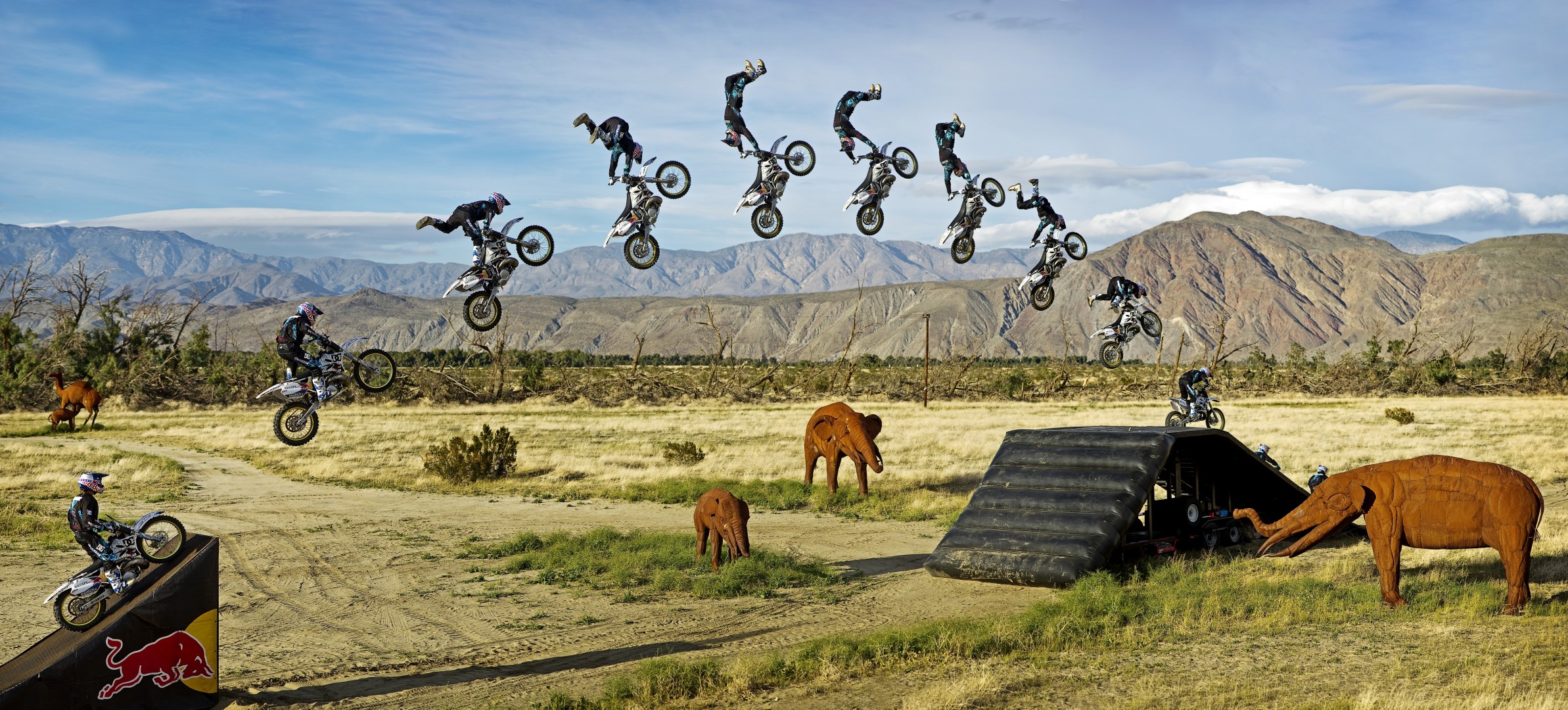 bike jump inflatable large size nature article motorsports panorama sun clouds wallpaper rider mountain sports elephant