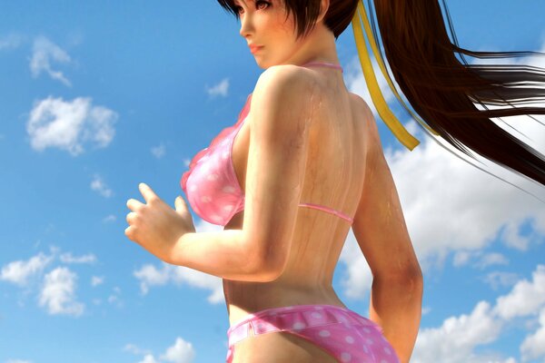 Sexy Kasumi in a swimsuit from the game Dead or alive 5