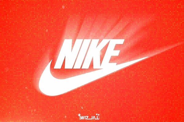 Godło firmy Nike na czerwonym tle