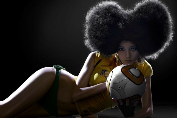 African girl with a sports ball