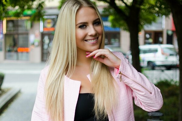 Blonde on a city background