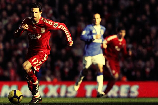 Professional football players at the match