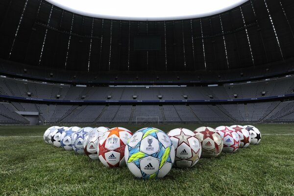 Soccer balls at the Alliance Arena in Munich