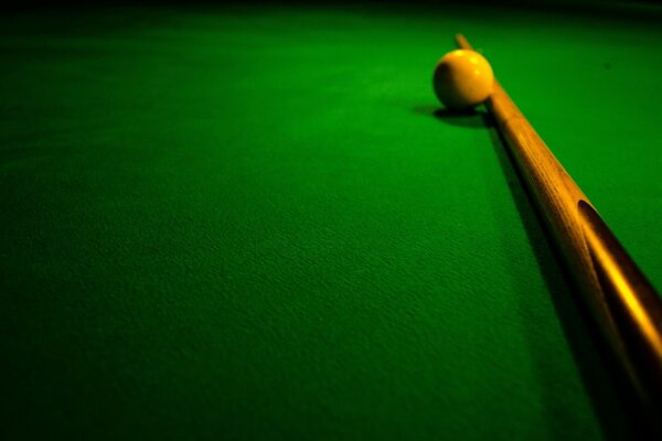 Billiard table and white ball on the table