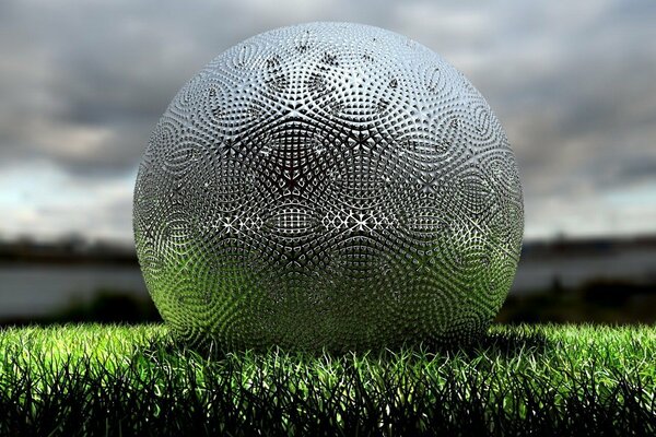 Silver ball on the football field
