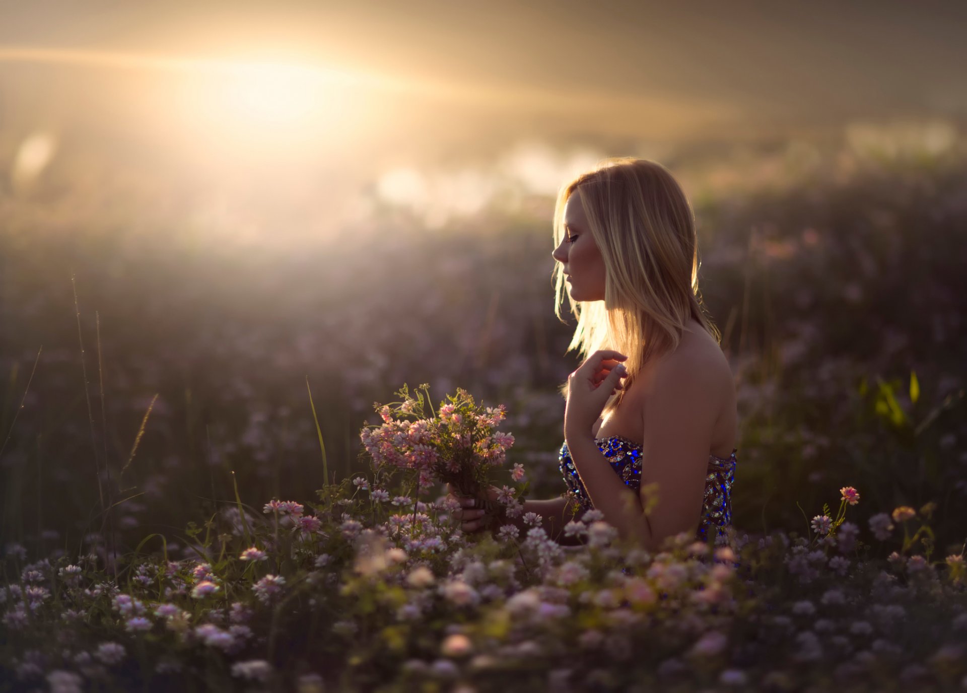 en sueños chica campo flores sol
