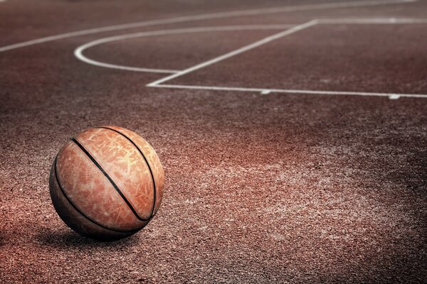 Basketball ball on the sports field