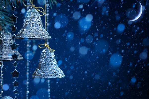 Décoration cloches de Noël bleu