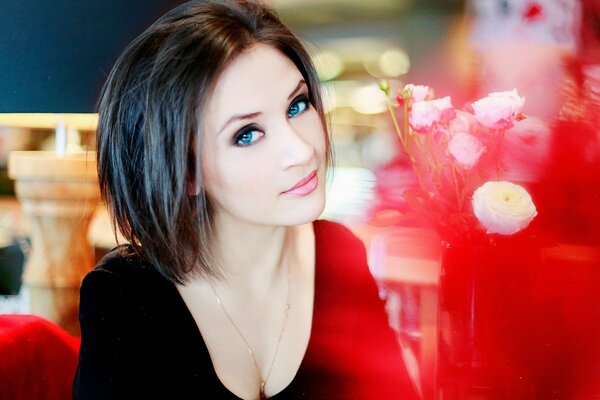 Russian girl with blue eyes