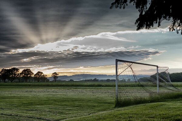 Football gates on the open-air field