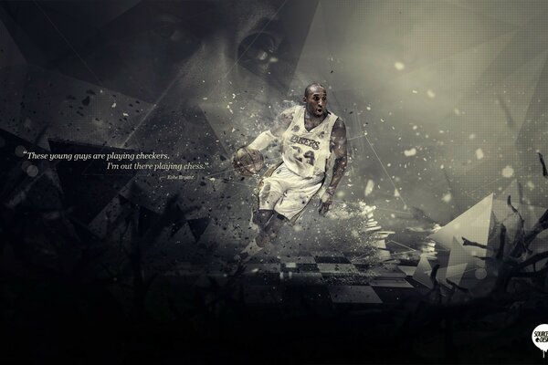 Basketball player on a dark abstract background