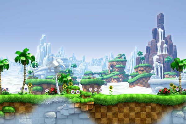 The world of sonic from the game sega