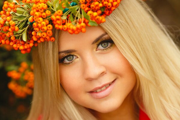 Cute village beauty with a wreath