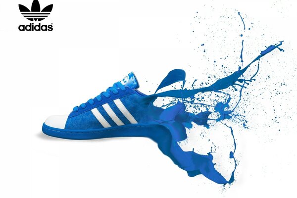 Adidas logo with blue sneakers