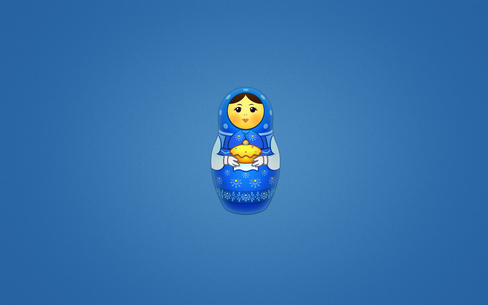 painted doll matrona matryoshka cakes blue background