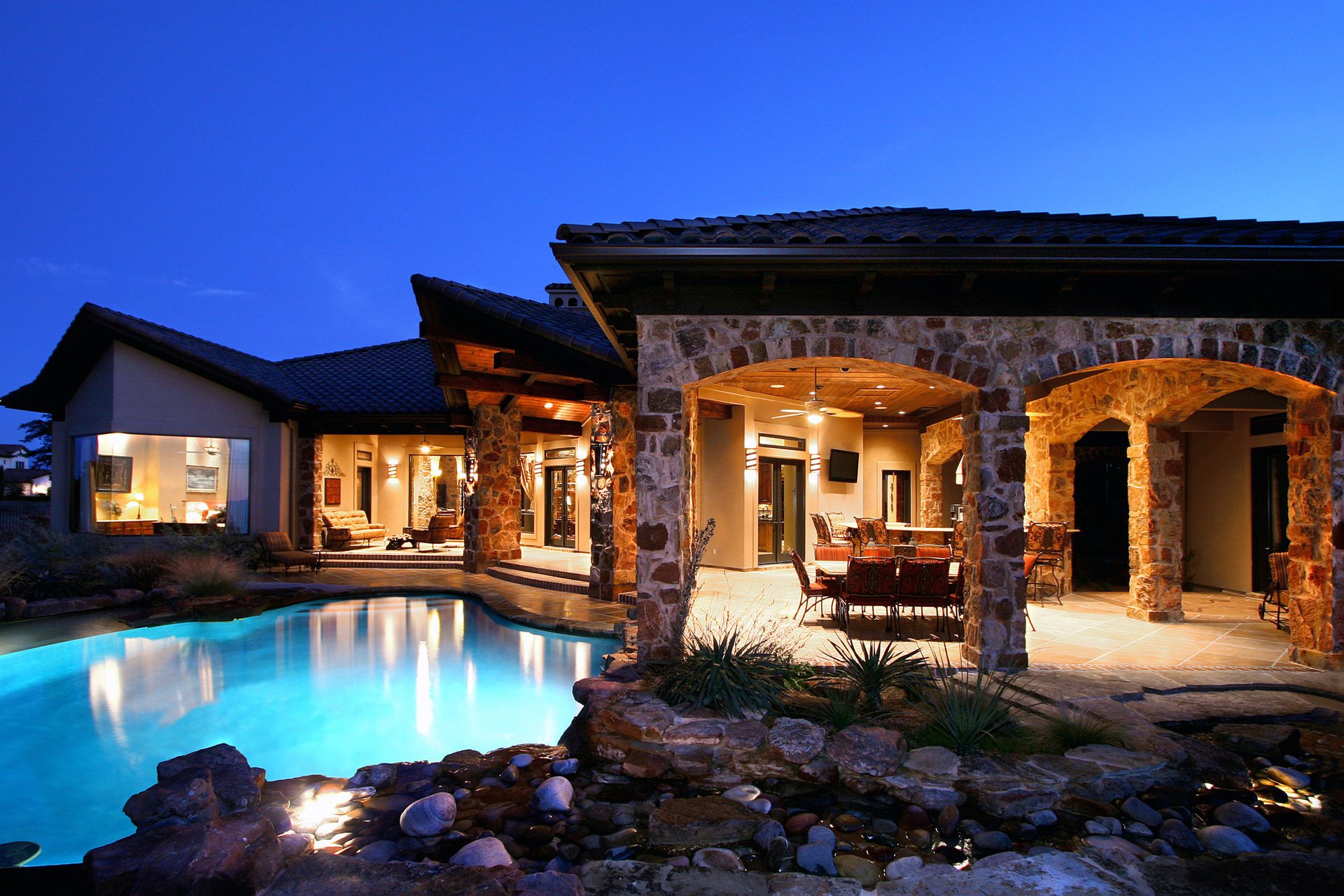 interior pool stone tv pool house house exterior home