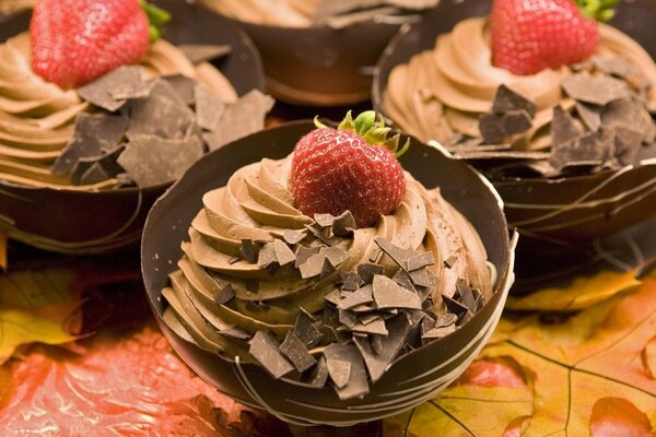 Dessert au chocolat aux fraises