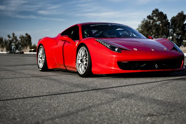 Red car Ferrari 458 Italy