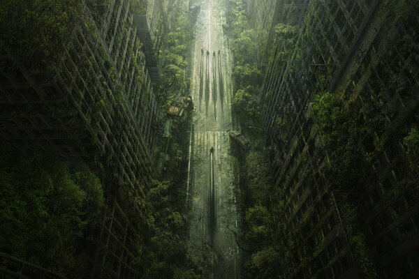 Image d une ville post-apocalyptique dans wasteland 2. Route abandonnée