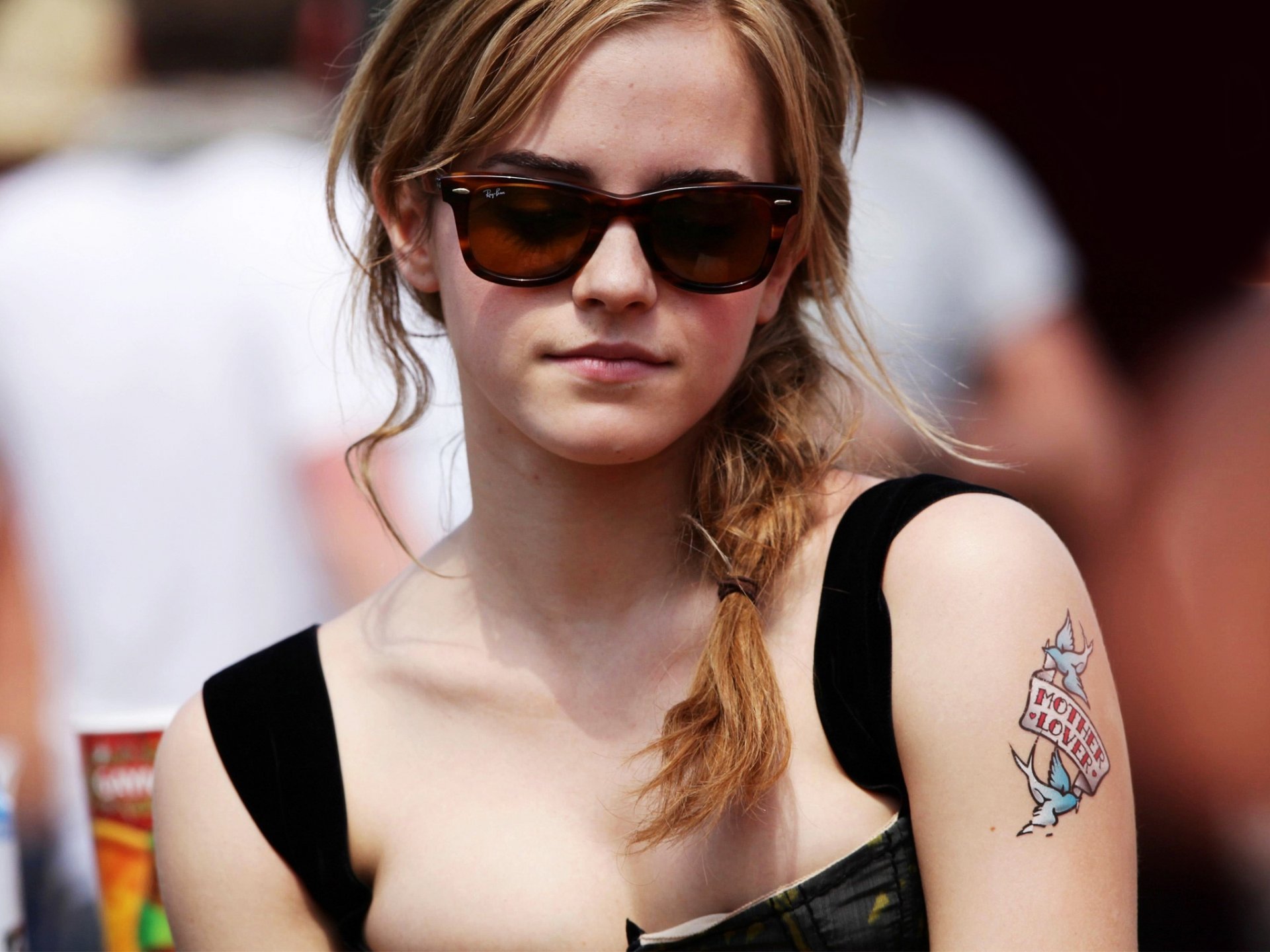 emma watson girl cute actress sunglasses tattoo celebrity pigtail