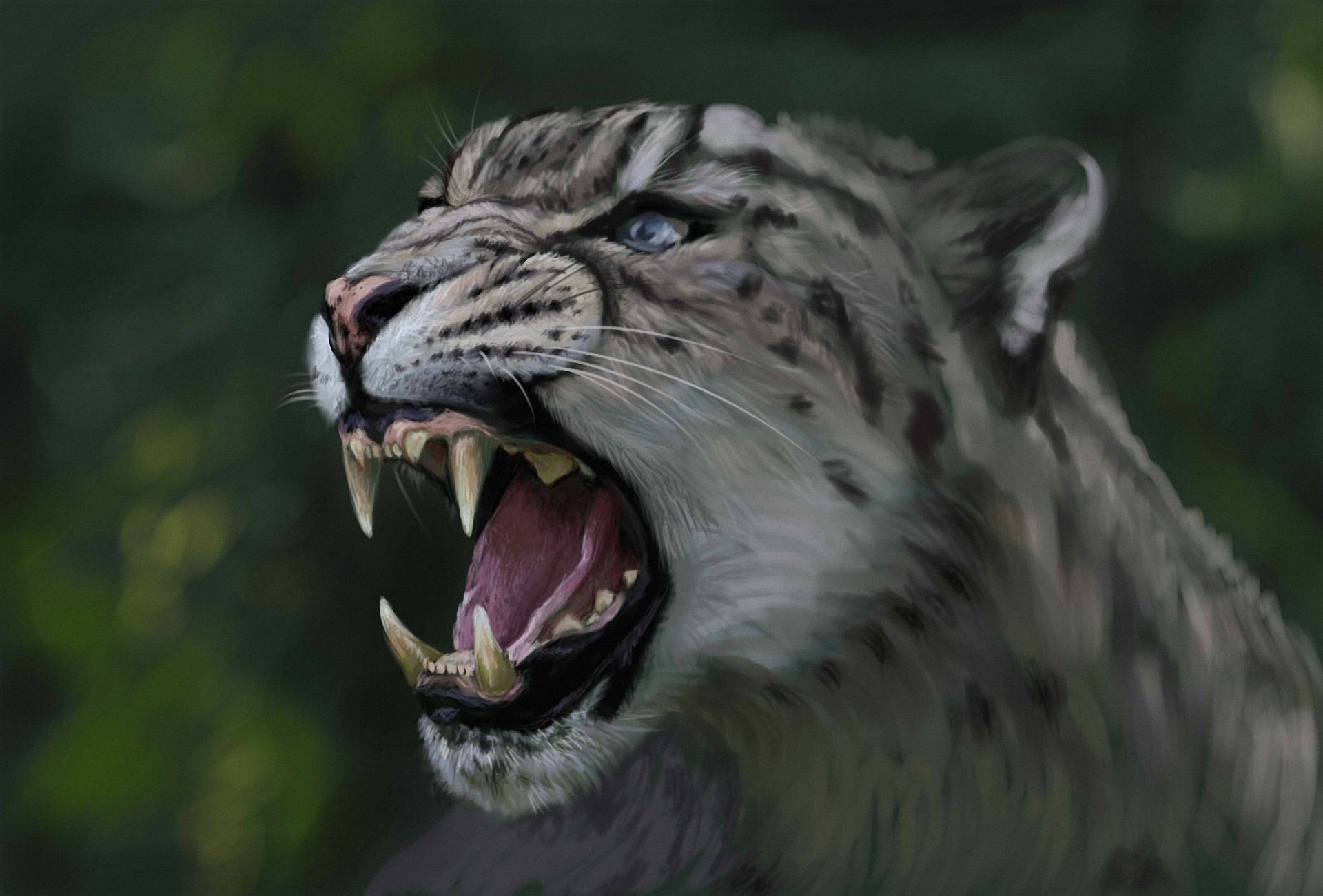 cat art mouth irbis wild predator leopard head