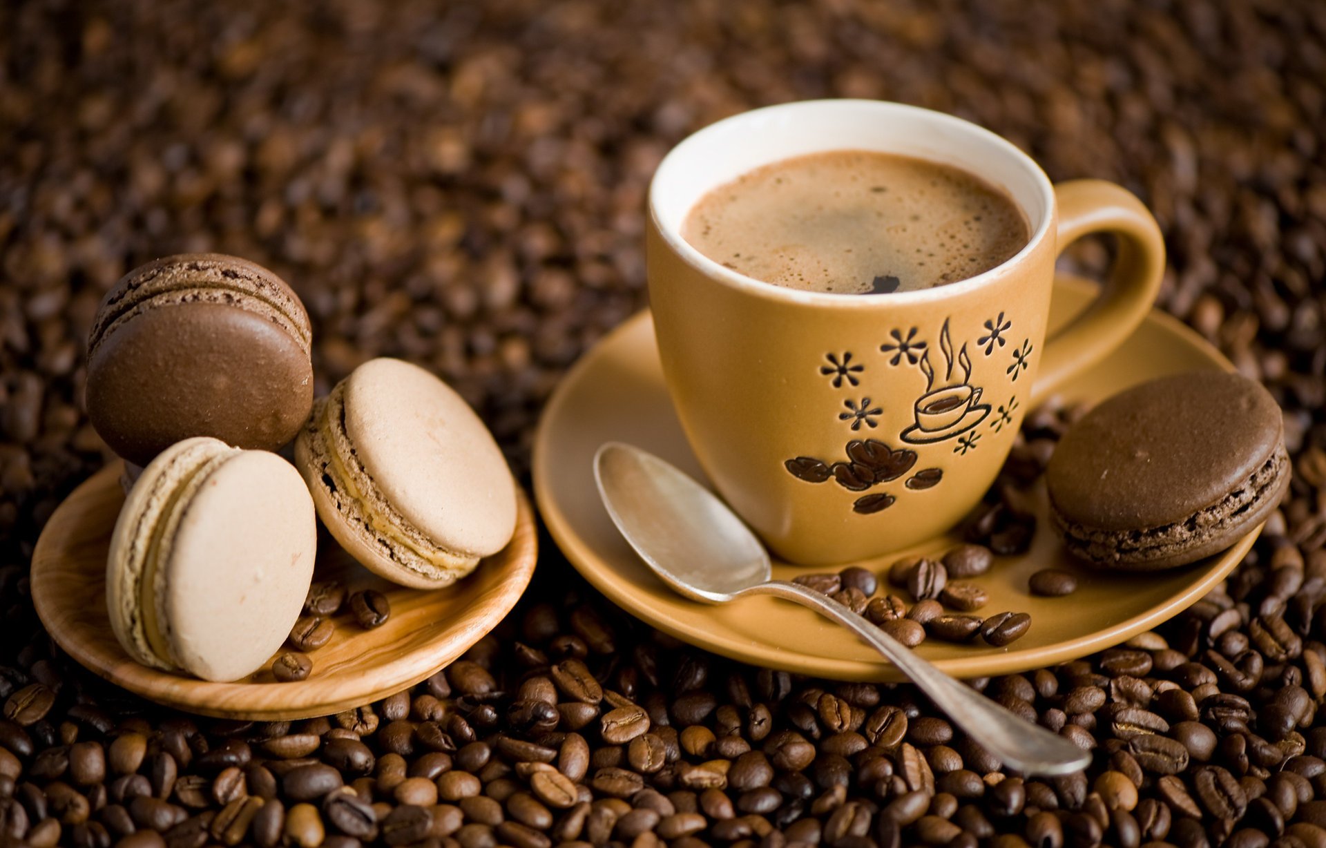 kaffee getreide kekse makkaroni untertasse macaron tasse löffel