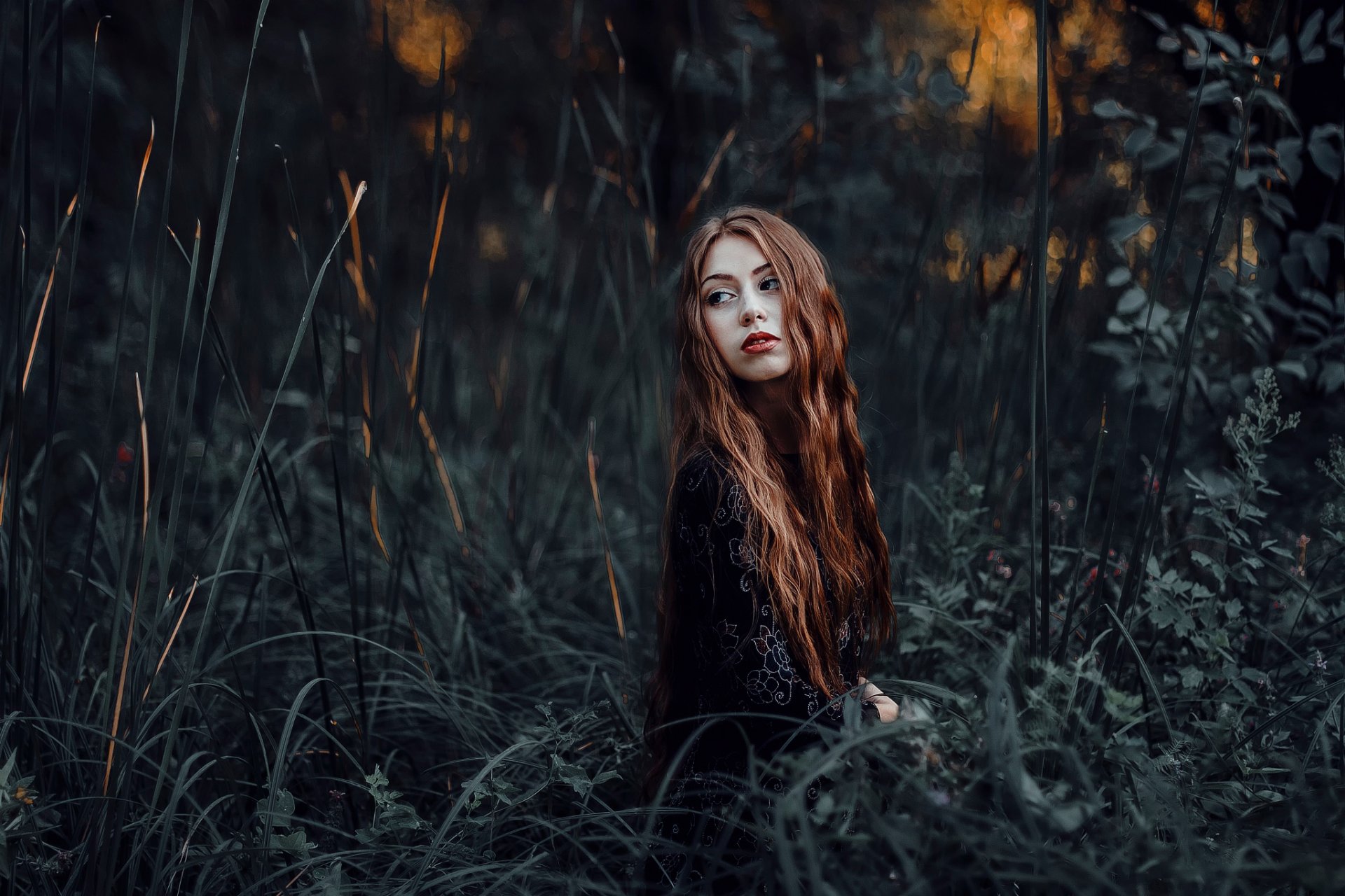 lena rudowłosa portret natura