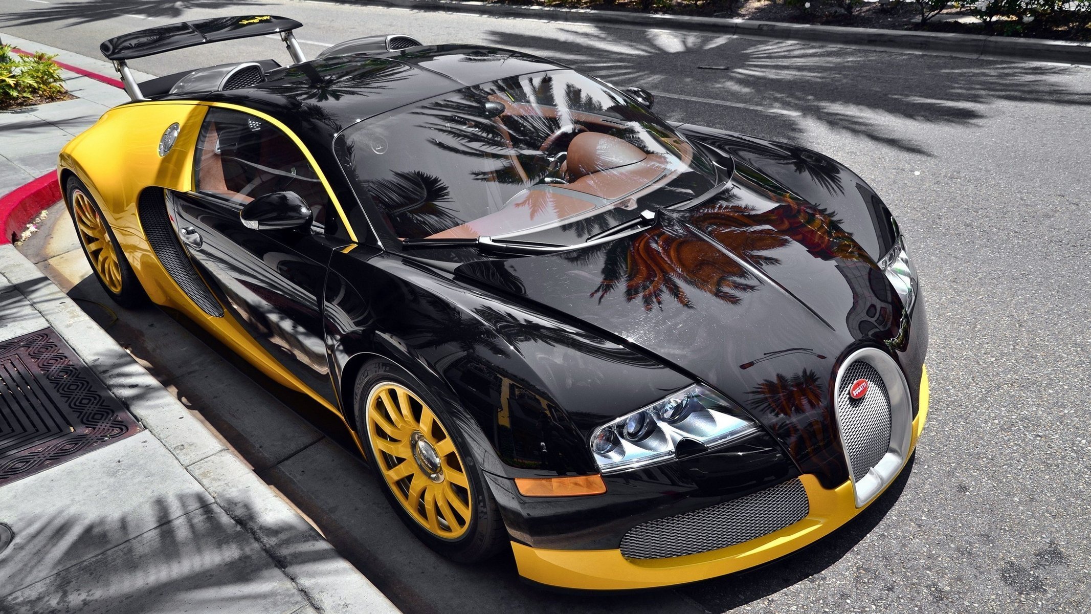 bugatti veyron eb yellow street supercar