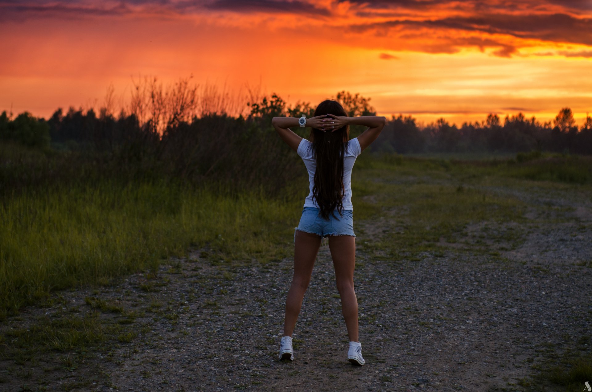 landscape sunset ass beautiful girl clouds sky figure sexy amazing