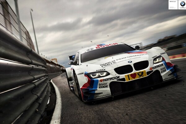 Sports car on the asphalt during the race