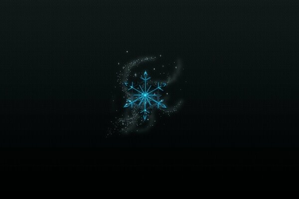 Blue snowflake on a black background minimalism