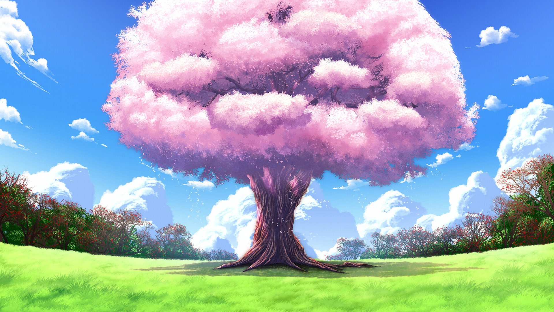 art anime paysage arbre nature upscale