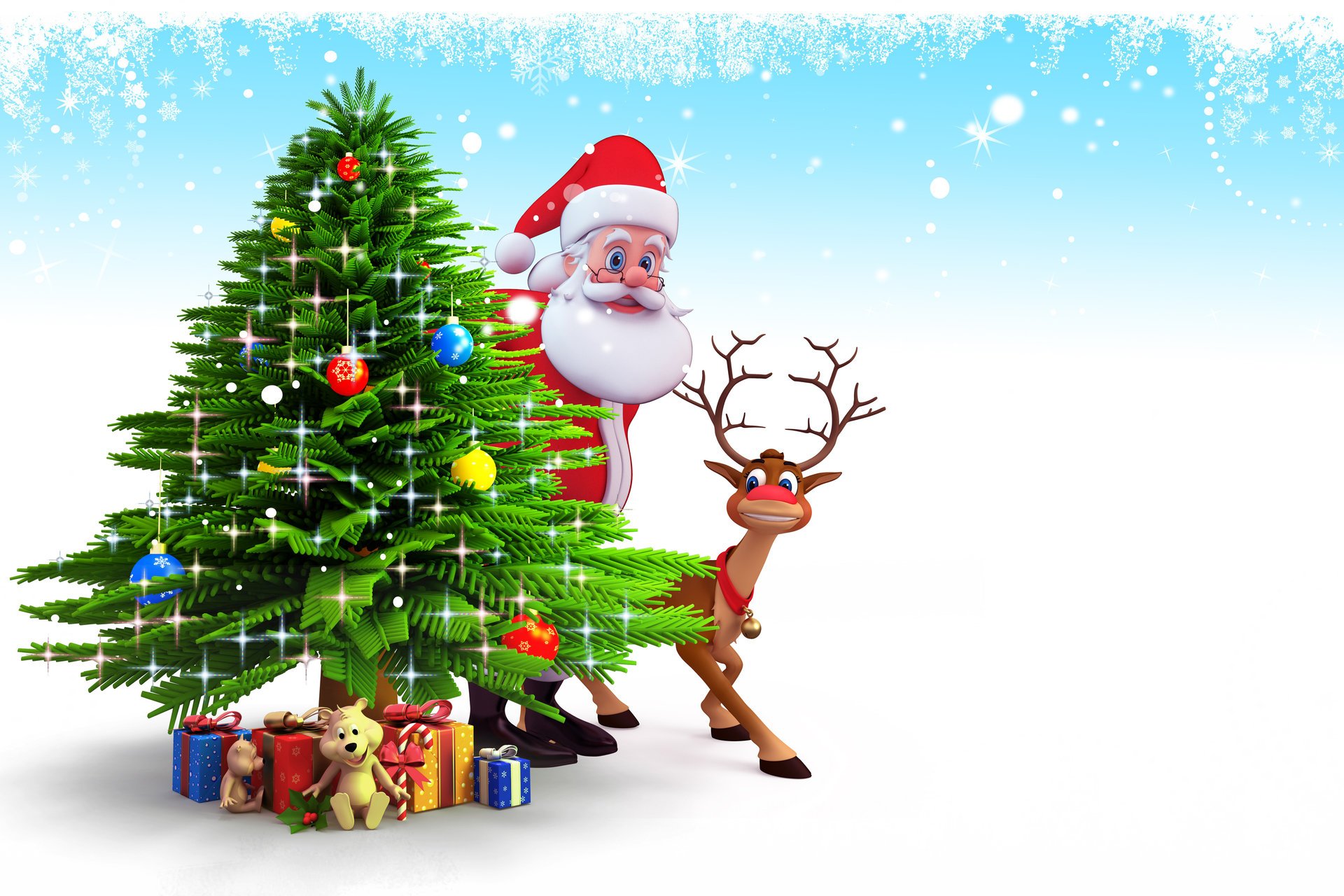 anta claus christmas 3d reindeer gifts new year snow christmas christmas tree