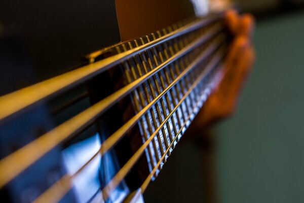 Macro foto guitarra cuerdas música del estado de ánimo