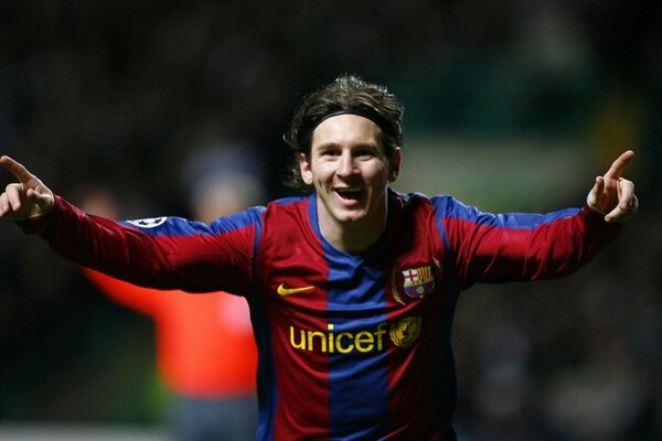 FC Barcelona player in a moment of joy