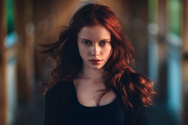 Beautiful photo of a girl with fiery hair