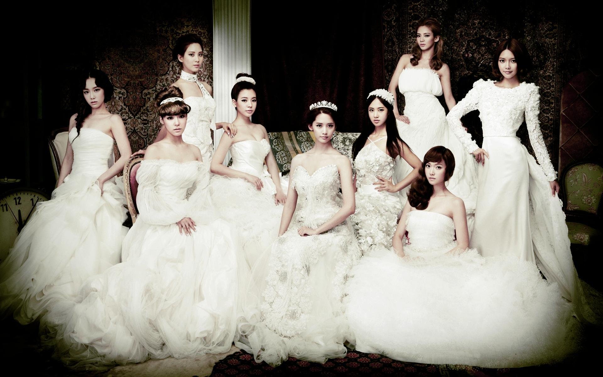 nsd girls generation girls asians pose dresses white bride