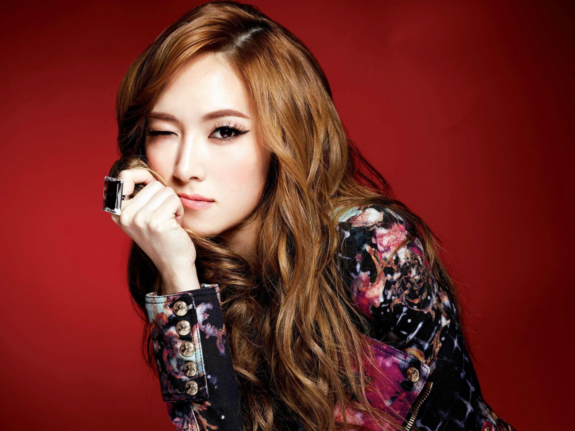 generazione di ragazze snsd victoria jessica ragazza sfondo rosso mano anello