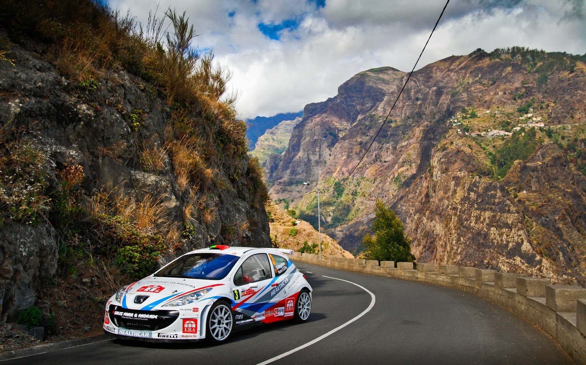 rally 3 rally road 207 sport mountains peugeot white wrc